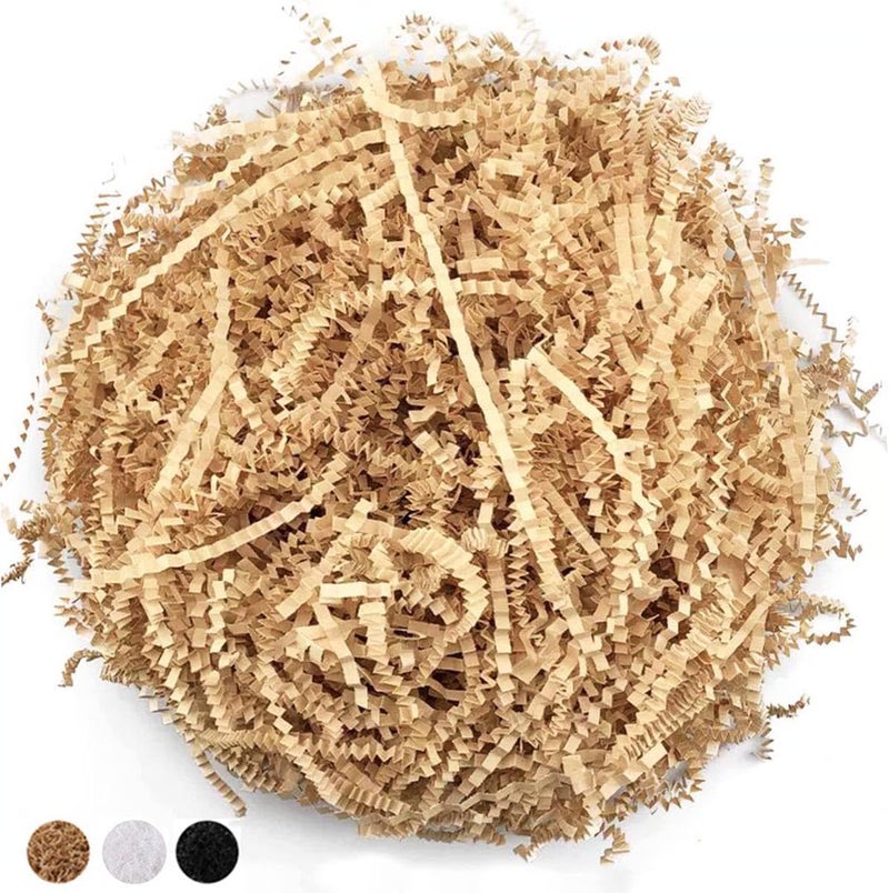 LYARCHTE Crinkle Paper Filler 5.2 oz, Crinkle Cut Paper Shred Filler Shredded TissueRaffia Grass Paper for Gift Basket Packing Bag Filler (Kraft) - Image 1